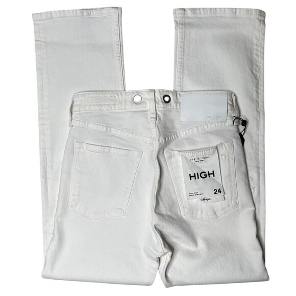 NWT Rag & Bone The Maya High Rise Ankle Straight White Denim Jeans Size 24 - Picture 9 of 11